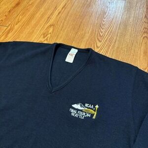 Men's Final Four Sweater Vintage 80s Navy Seattle Collegiate Size Large